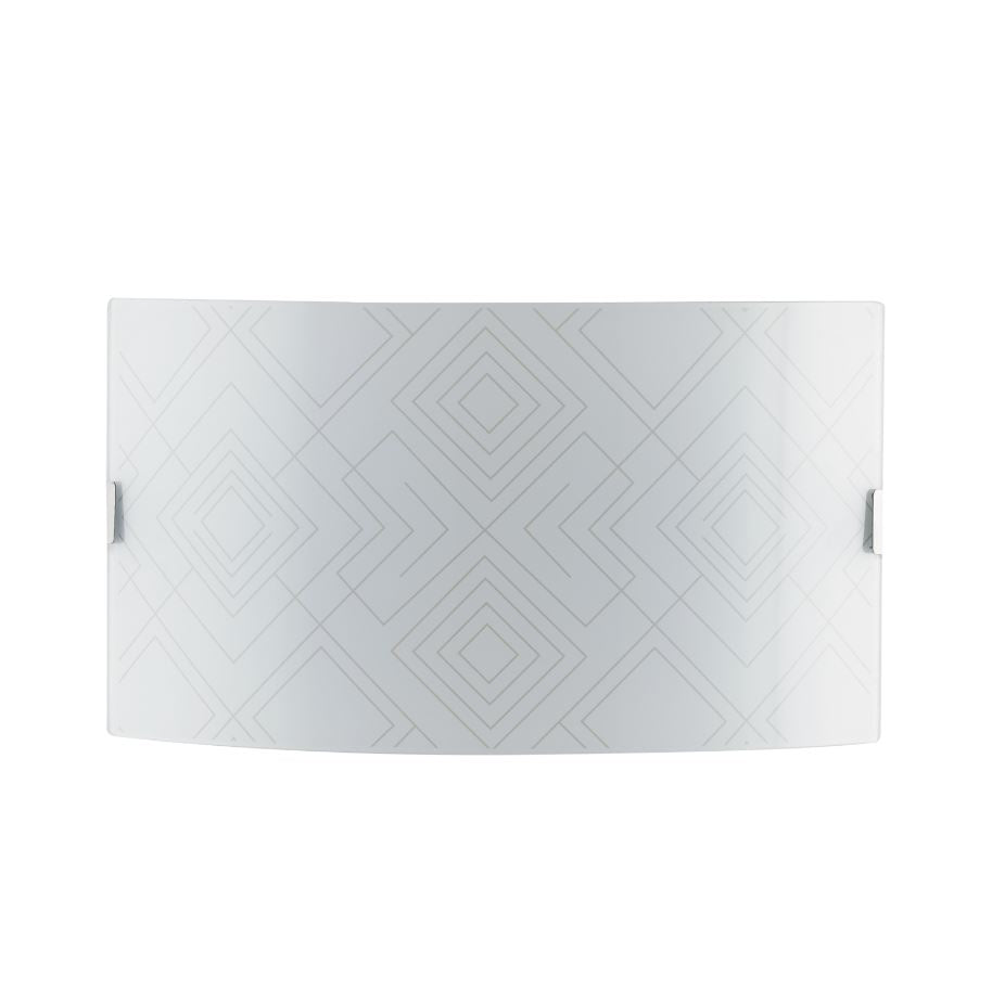 Applique in vetro bianco lucido con decori romboidali in grigio 2XE27 non incl. VECTOR Applique in vetro bianco lucido con decori romboidali in grigio 2XE27 non incl. VECTOR